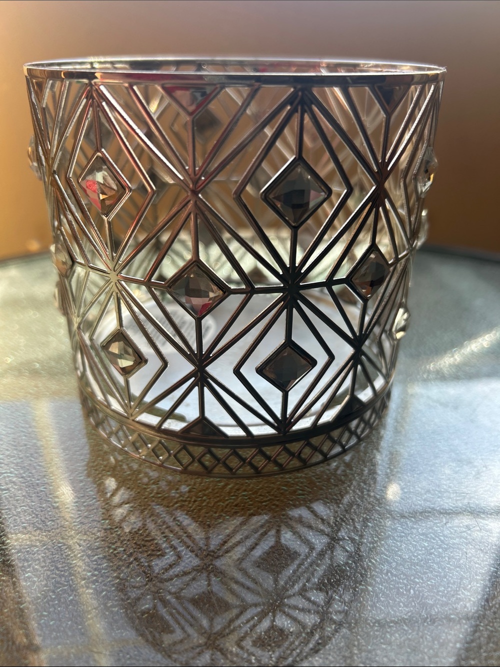 Bath & Body Works Silver Geometric Metal Candle Holder